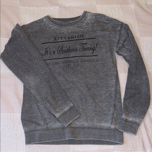 Kittenish Gray Crewneck Sweatshirt with Script Graphic
